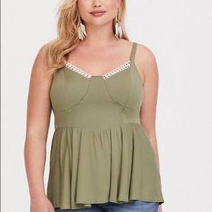 OLIVE LACE CHALLIS CAMI